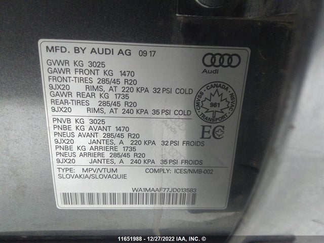 WA1MAAF77JD013583 Audi Q7 Progressiv S-line