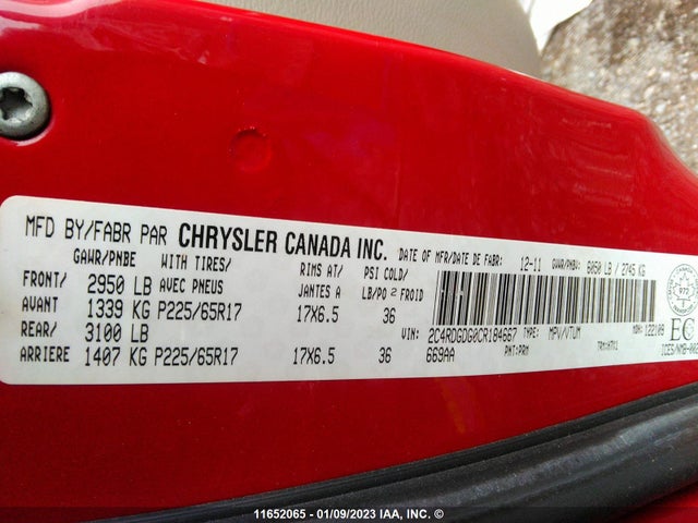 Dodge Grand Caravan Crew 2012 2C4RDGDG0CR184667 Image 10