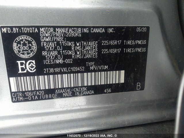 Toyota RAV4 LE 2020 2T3B1RFVXLC109452 Image 10