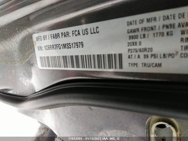 RAM 1500 Classic Tradesman 2021 1C6RR7FG1MS517979 Image 10