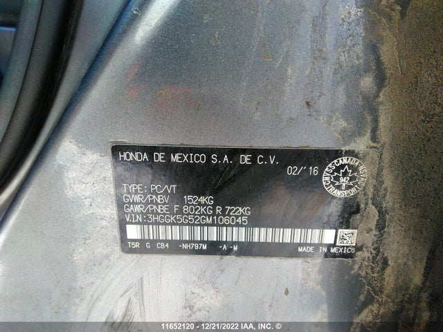 Honda Fit 2016 3HGGK5G52GM106045 Image 9