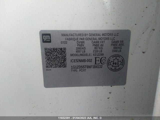 Chevrolet MALIBU LT 2022 1G1ZD5ST6NF184132 Image 9