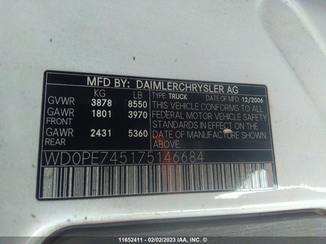 Dodge Sprinter 2500 2007 WD0PE745175146684 Image 10