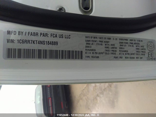 RAM 1500 Classic Tradesman 2022 1C6RR7KT4NS184889 Image 10