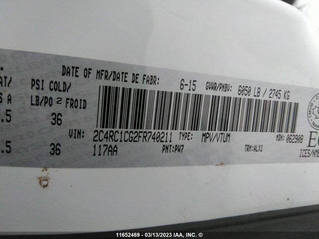 2C4RC1CG2FR740211 Chrysler Town & Country Touring L