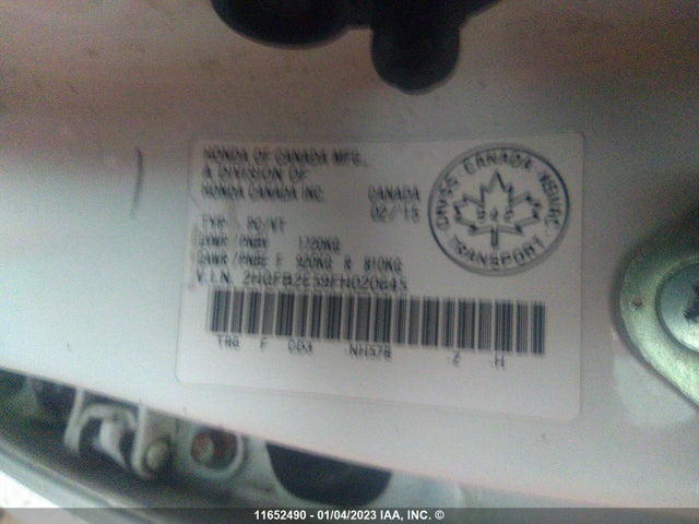 Honda Civic 2015 2HGFB2E59FH020645 Image 9