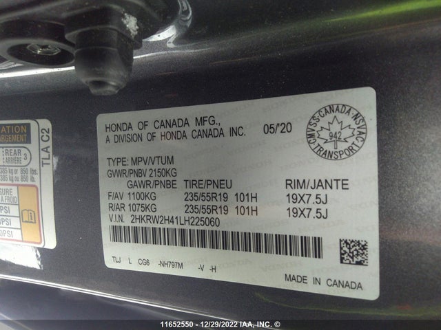 Honda Cr-v Sport 2020 2HKRW2H41LH225060 Image 10