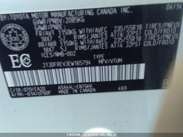 Toyota RAV4 2014 2T3DFREV3EW165794 Image 11