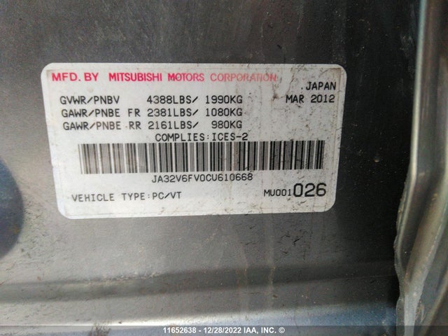 JA32V6FV0CU610668 Mitsubishi Lancer Ralliart