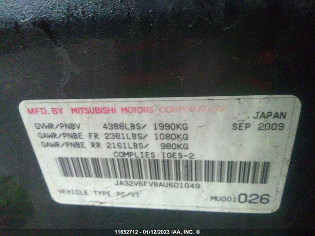 JA32V6FV8AU601049 Mitsubishi Lancer