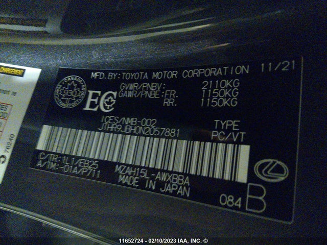 JTHR9JBH0N2057881 Lexus Ux 250h Base/250h F Sport/25