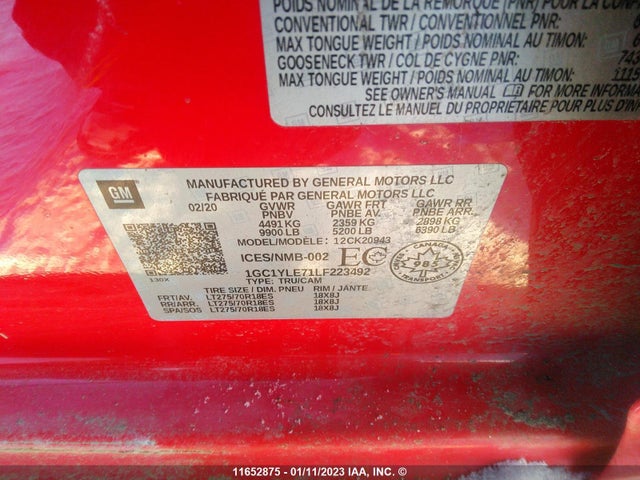 Chevrolet Silverado K2500 Heavy Duty 2020 1GC1YLE71LF223492 Image 9