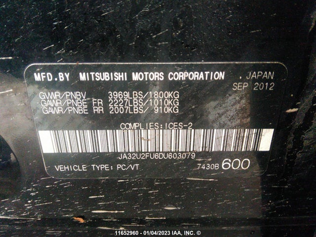 JA32U2FU6DU603079 Mitsubishi Lancer Es/es Sport