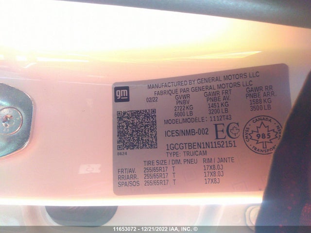 Chevrolet Colorado 2022 1GCGTBEN1N1152151 Image 10