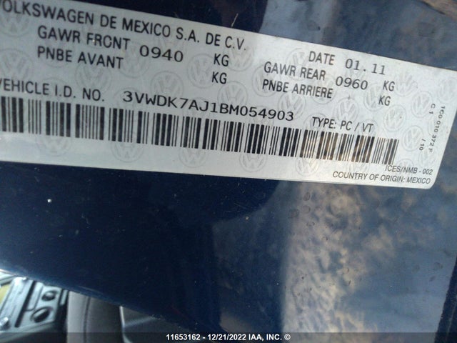 Volkswagen Jetta 2011 3VWDK7AJ1BM054903 Image 10