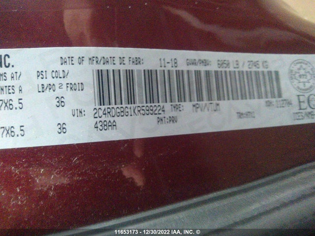 Dodge GRAND CARAVAN 2019 2C4RDGBG1KR599224 Image 10