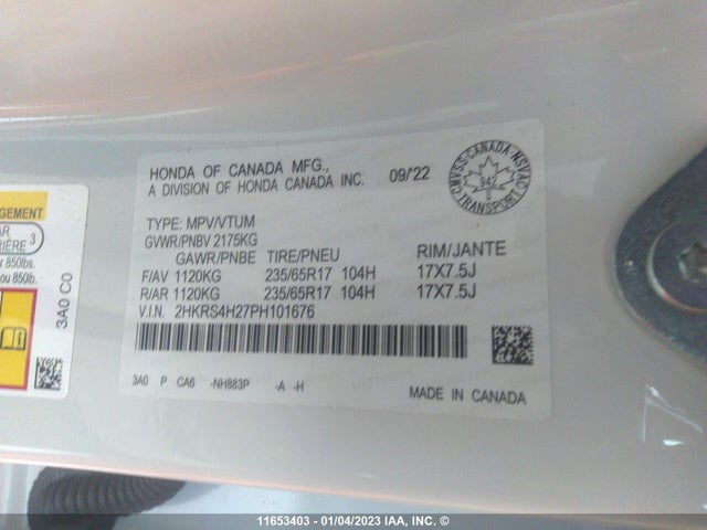 Honda CR-V LX 2023 2HKRS4H27PH101676 Image 11
