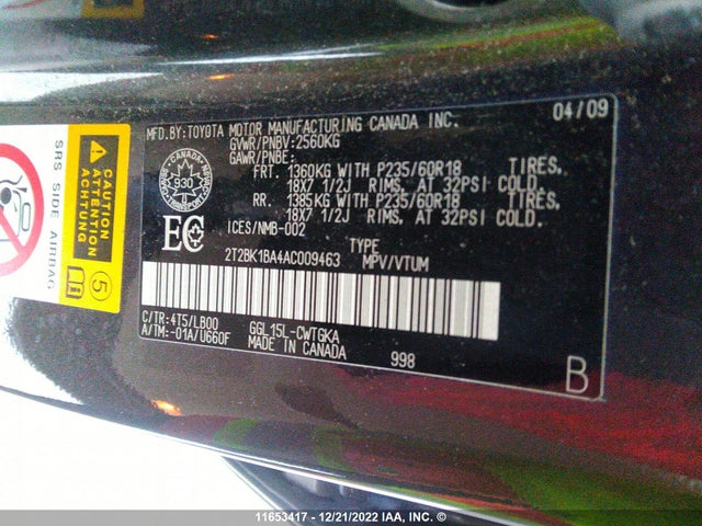 2T2BK1BA4AC009463 Lexus RX 350