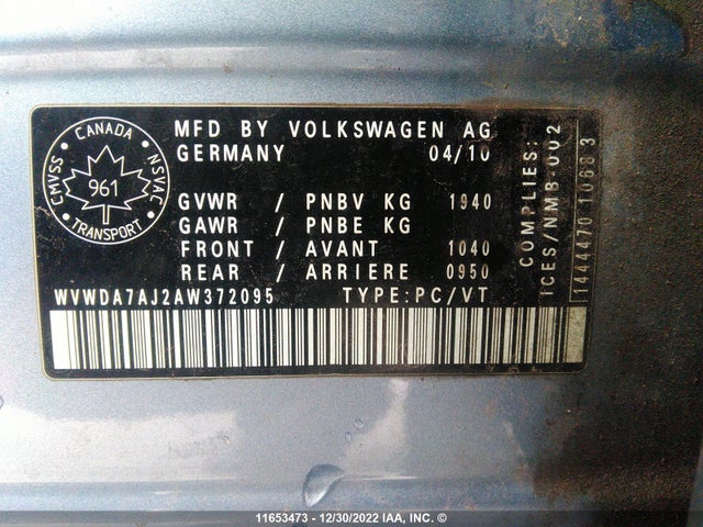 WVWDA7AJ2AW372095 Volkswagen Golf