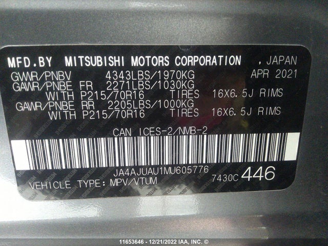 JA4AJUAU1MU605776 Mitsubishi RVR ES