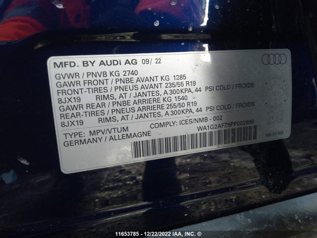 WA1G2AFZ8PP002899 Audi A3 2.0 Qua Premium