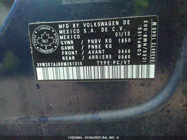 Volkswagen JETTA S 2013 3VW2K7AJ8DM261315 Image 10