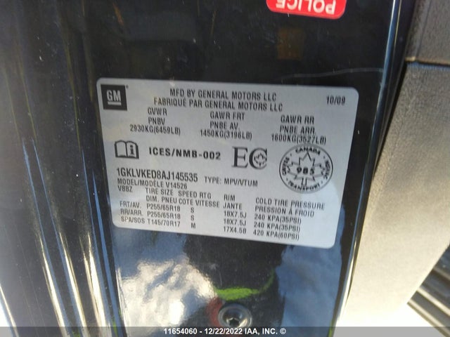 GMC ACADIA SL 2010 1GKLVKED8AJ145535 Image 10