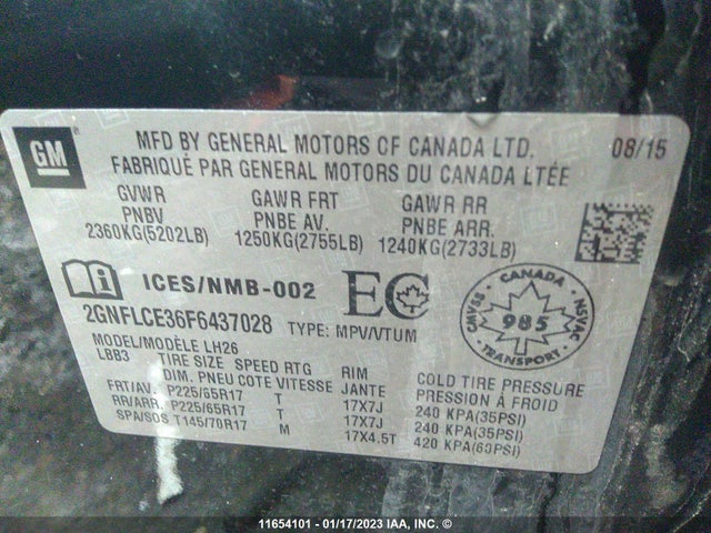 Chevrolet EQUINOX LT 2015 2GNFLCE36F6437028 Image 10