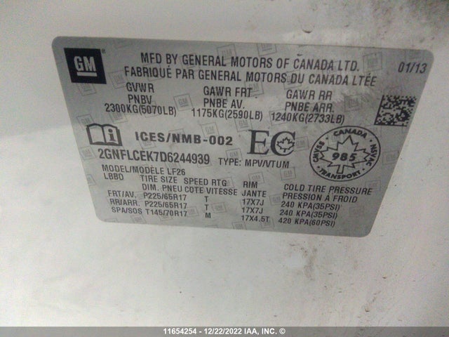 Chevrolet EQUINOX LS 2013 2GNFLCEK7D6244939 Image 10