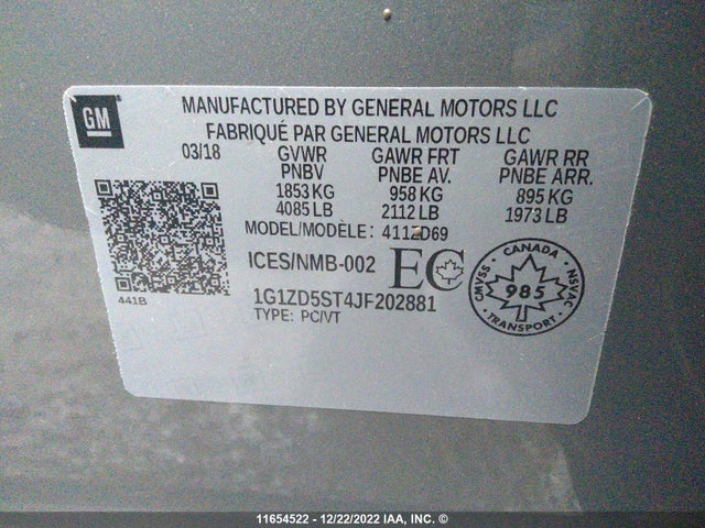 Chevrolet MALIBU LT 2018 1G1ZD5ST4JF202881 Image 9