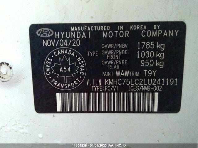 Hyundai Ioniq 2020 KMHC75LC2LU241191 Image 10