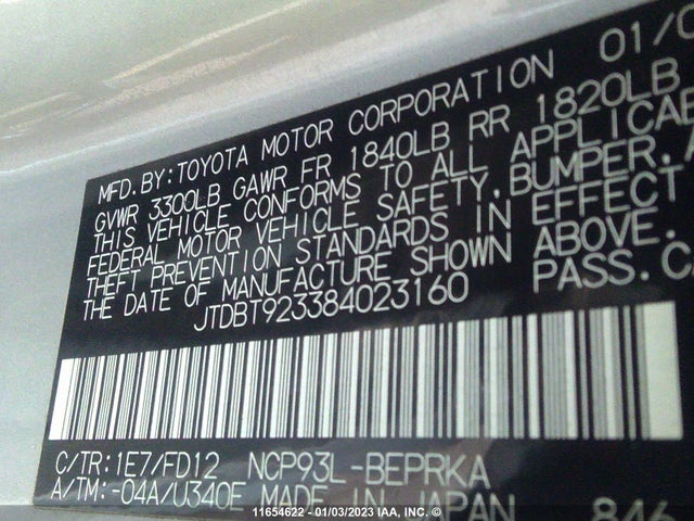 Toyota Yaris 2008 JTDBT923384023160 Image 11