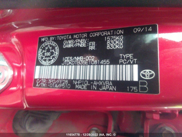 Toyota PRIUS C 2014 JTDKDTB35E1081455 Image 11