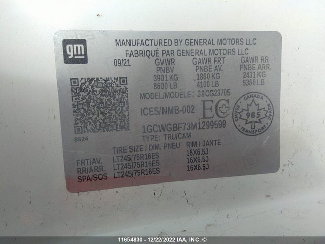 Chevrolet Express G2500 2021 1GCWGBF73M1299599 Image 9