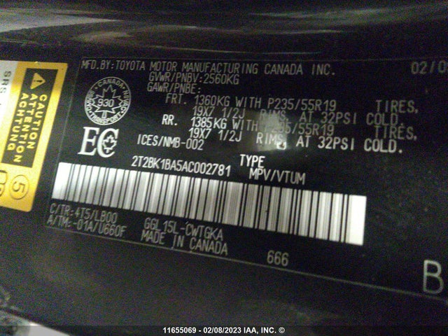2T2BK1BA5AC002781 Lexus RX 350