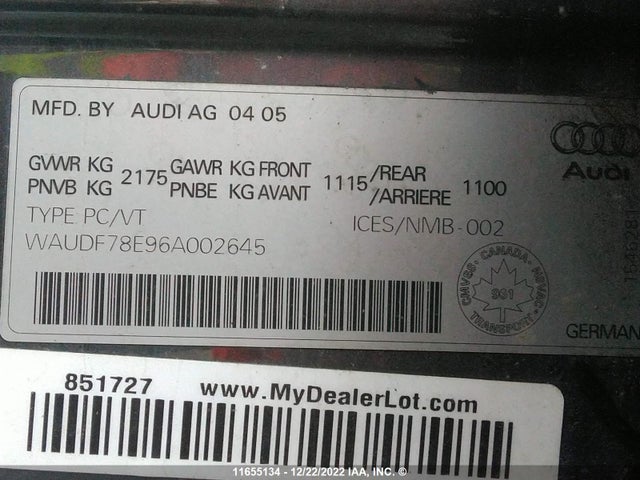 WAUDF78E96A002645 Audi A4 2.0t Quattro