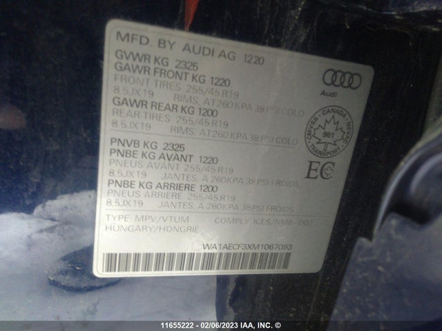 WA1AECF3XM1067093 Audi Q3 Komfort 45