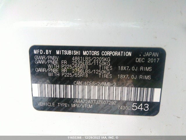 JA4AZ2A37JZ607292 Mitsubishi Outlander Es