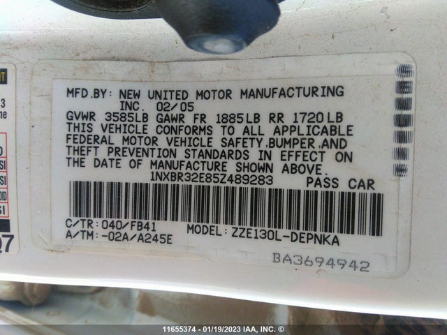 Toyota COROLLA CE/LE/S 2005 1NXBR32E85Z489283 Image 11