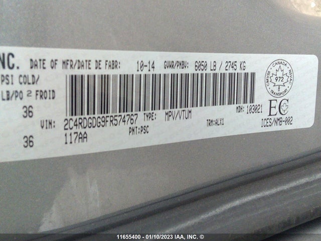 Dodge Grand Caravan Crew 2015 2C4RDGDG9FR574767 Image 9