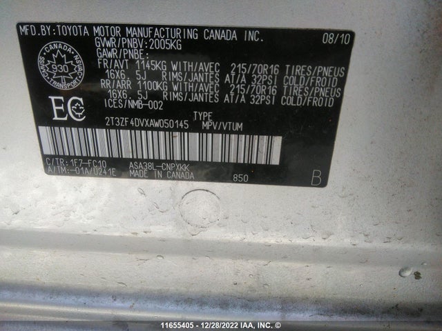 Toyota RAV4 2010 2T3ZF4DVXAW050145 Image 10