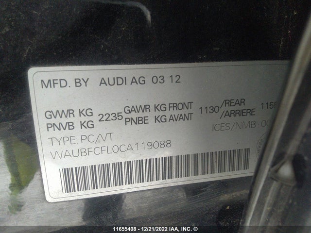 WAUBFCFL0CA119088 Audi A4 PREMIUM