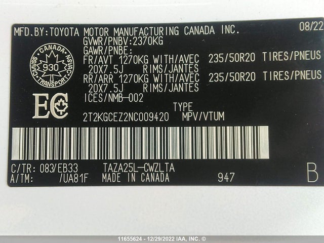 2T2KGCEZ2NC009420 Lexus NX 350