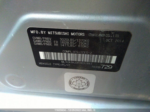 ML32A3HJ3FH031843 Mitsubishi MIRAGE DE