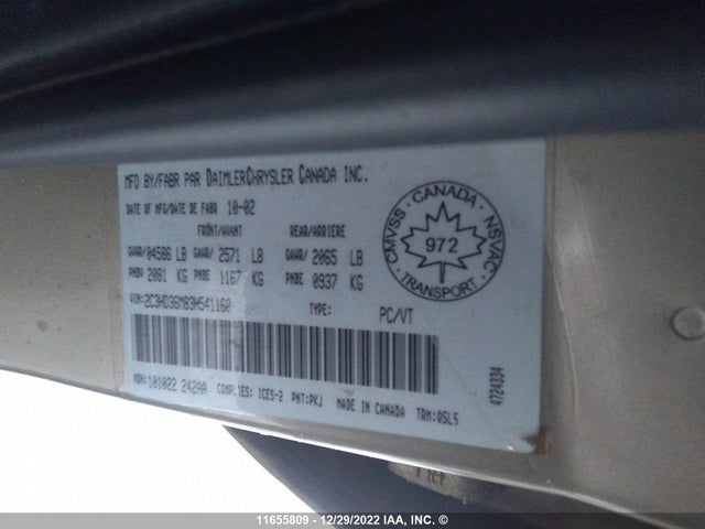 2C3HD36M83H541160 Chrysler Concorde Lxi