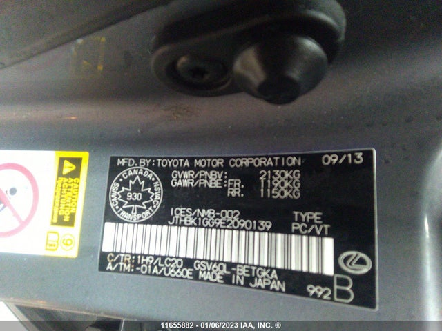 JTHBK1GG9E2090139 Lexus ES 350