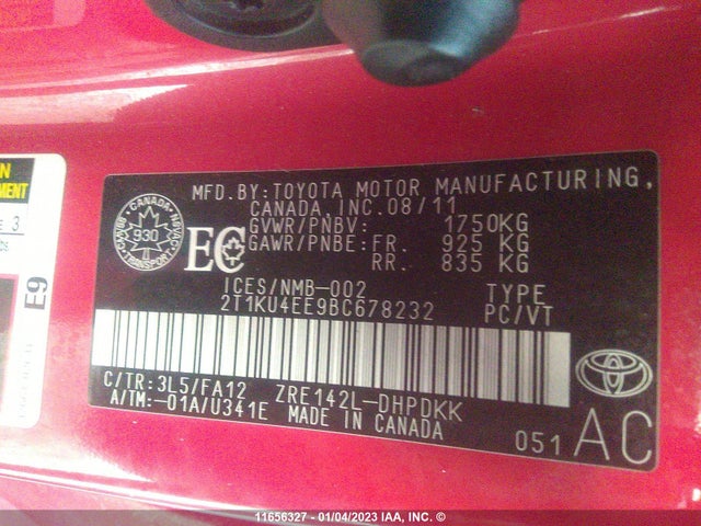 Toyota Matrix 2011 2T1KU4EE9BC678232 Image 10