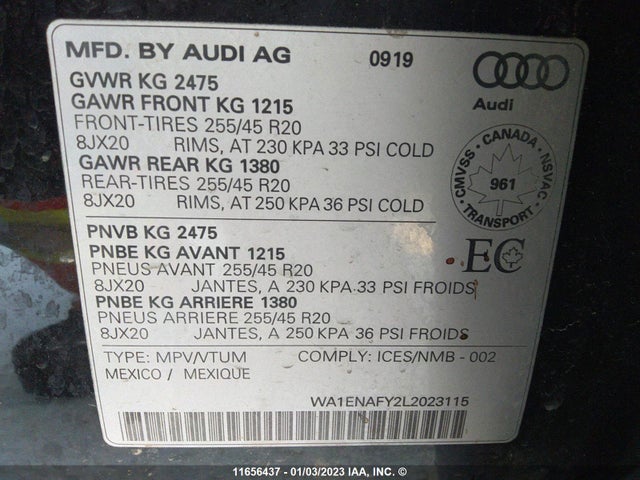 WA1ENAFY2L2023115 Audi Q5 Titanium Premium Plus