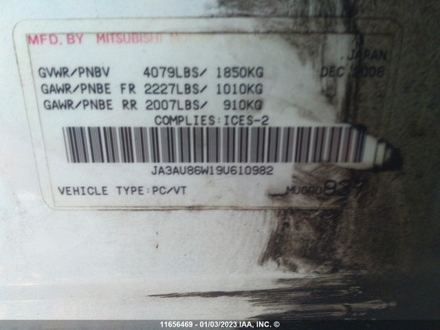 JA3AU86W19U610982 Mitsubishi LANCER GTS