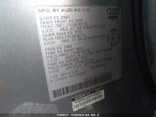 WA1CY64L49D032690 Audi Q7 3.6 Quattro Prem S-line